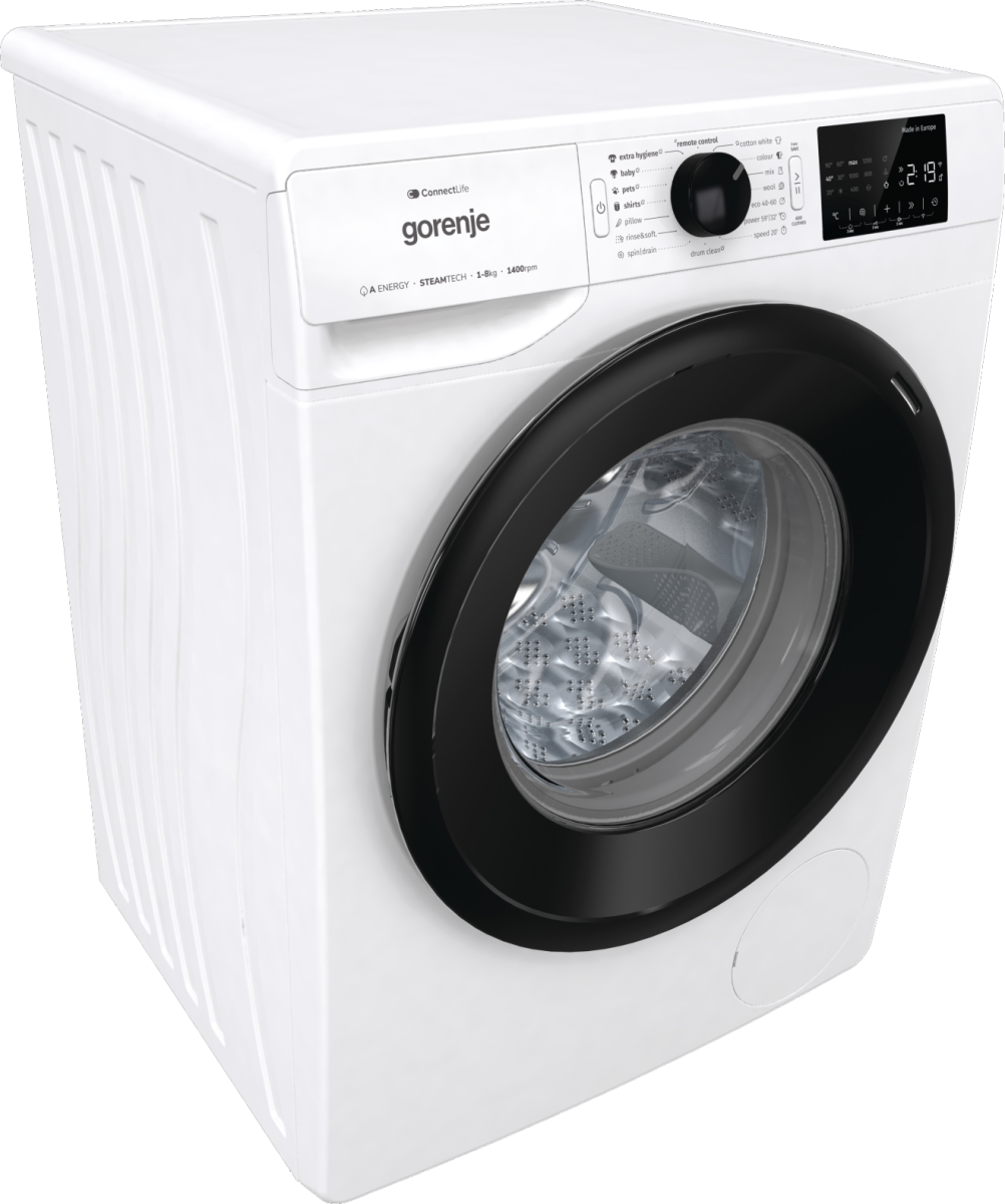 Gorenje WPNEI84A1SWIFI Elöltöltős mosógép - 8 kg, 1400 ford./perc, A Energiaosztály, SteamTech gőzprogram, WiFi