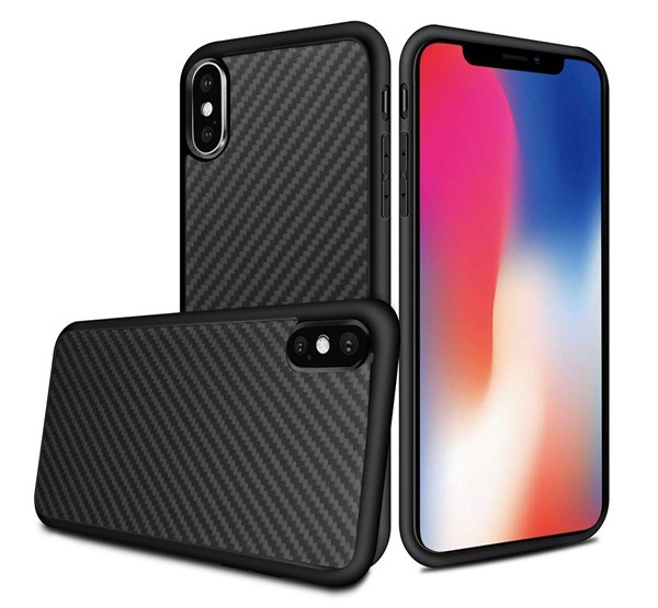 Szilikon telefonvédő (kevlár borítás) FEKETE [Apple iPhone XS 5.8]