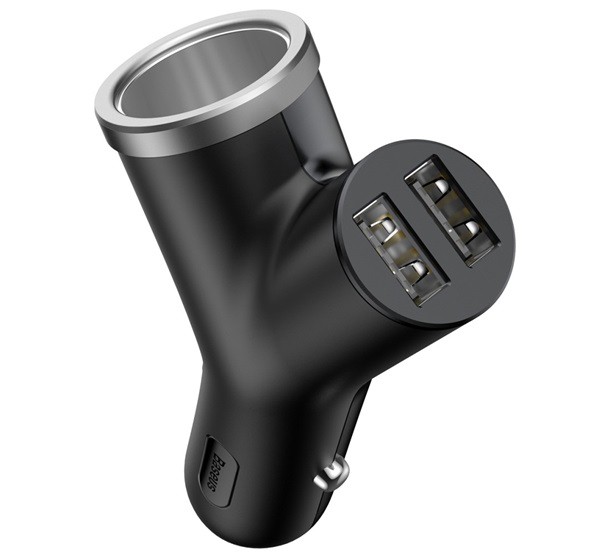 BASEUS szivargyújtó adapter, elosztó, 2in1 (2 USB aljzat / szivartöltő aljzat, 3400mA, 40W) FEKETE (BSC-C16N_B) BASEUS szivargyújtó adapter, elosztó, 2in1 (2 USB aljzat / szivartöltő aljzat, 3400mA, 40W) FEKETE (BSC-C16N_B)