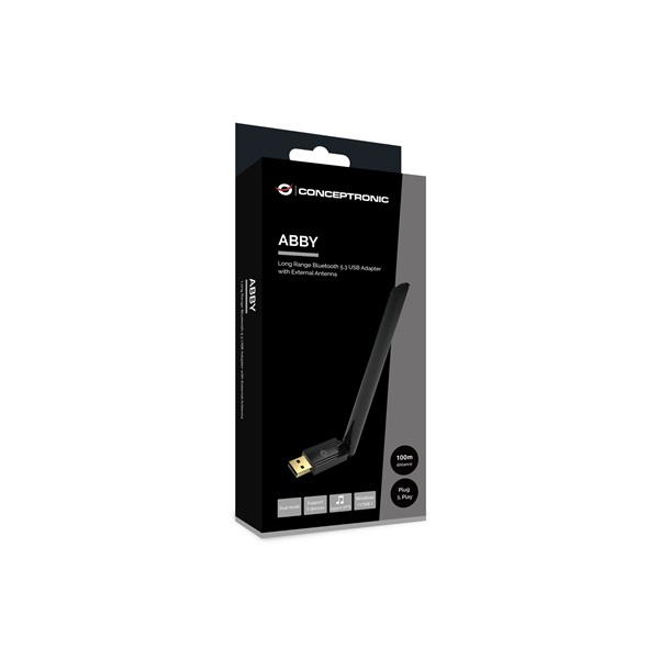 Conceptronic ABBY17B  Bluetooth 5.3, Távolság: Max.: 100m  Bluetooth Adapter Fekete 