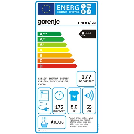 Gorenje DNE83/GN SZÁRÍTÓGÉP HŐSZIVATTYÚS