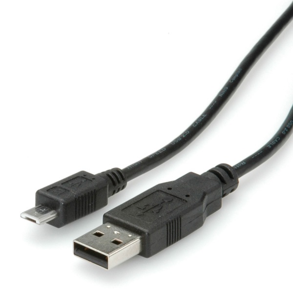 Roline Kábel USB 2.0 A - Micro USB B,   3m , fekete (11.02.8755-10)