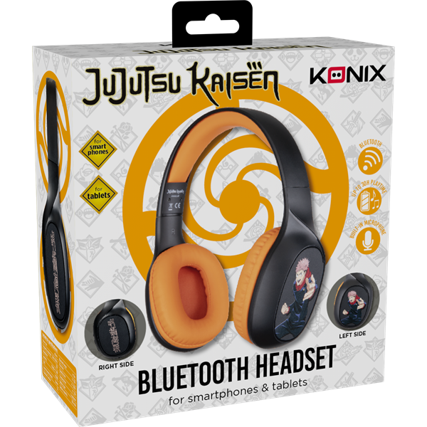 KONIX - JUJUTSU KAISEN 2.0 Fejhallgató Bluetooth Vezeték Nélküli Gaming Stereo Mikrofon Fekete-Narancs