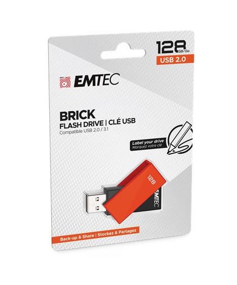 Pen Drive 128GB Emtec (C350) Brick 2.0 USB 2.0 narancssárga (ECMMD128GC352)