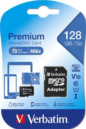 128GB microSDXC Verbatim UHS-I Premium memóriakártya + adapter (44085) 128GB microSDXC Verbatim UHS-I Premium memóriakártya + adapter (44085)