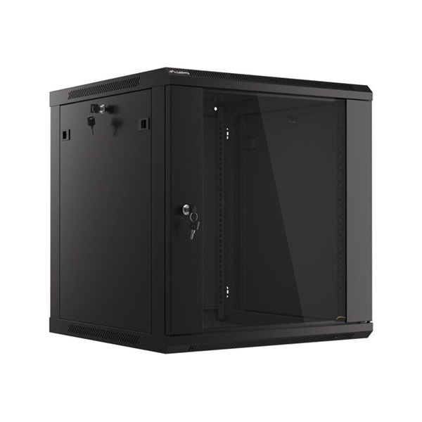 Lanberg 12U 19" fali rack szekrény 600x600mm fekete (WF01-6612-10B)
