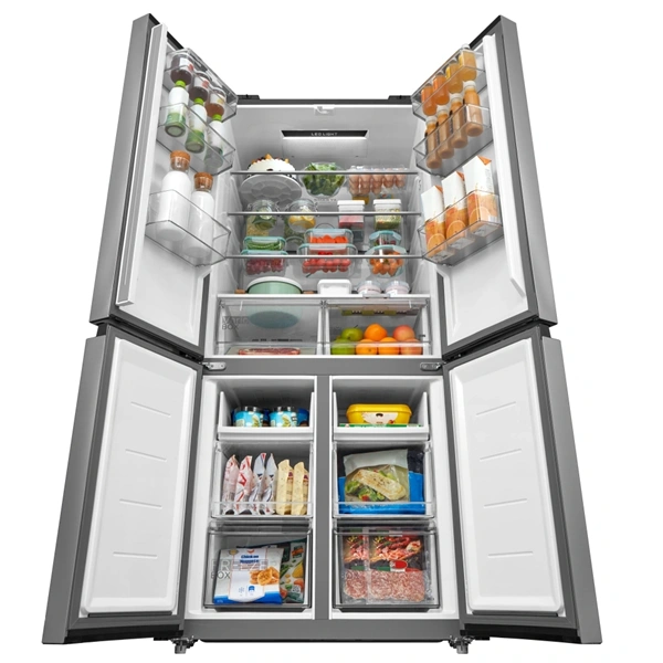 Midea MDRM691FIE46 négyajtós Hűtő:345L  Fagyasztó:170L  No frost Side by side hűtőszekrény Inox