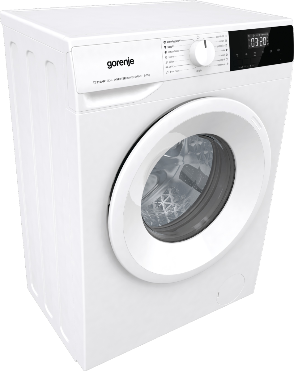 Gorenje WNHPI72SCS Elöltöltős keskeny mosógép – 7 kg, 1200 ford./perc, C Energiaosztály, Gőz technológia, Allergy Care, Baby Eco program