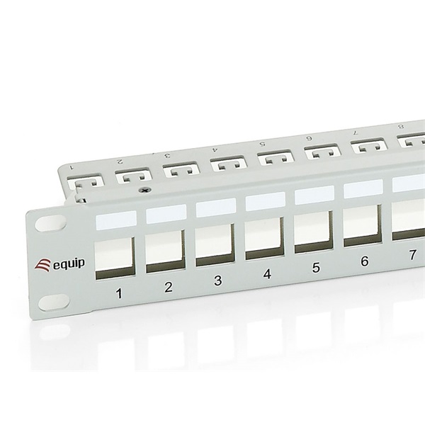Equip  767124 24 port Cat6  1U  árnyékolt Keystone Patch Panel Szürke