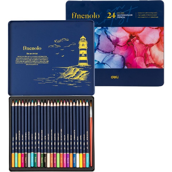 Deli Finenolo 24 db-os fémdobozos akvarellceruza készlet Deli Finenolo 24 db-os fémdobozos akvarellceruza készlet