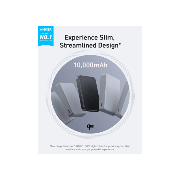 ANKER  A1664H11   MagGo  10000mAh EU Vezeték Nélküli Powerbank Fekete 