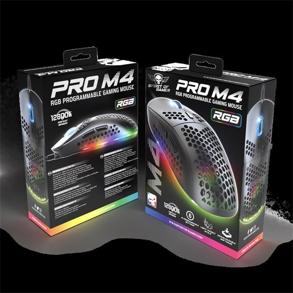 Spirit of Gamer S-PM4 RGB   Egér Fekete 