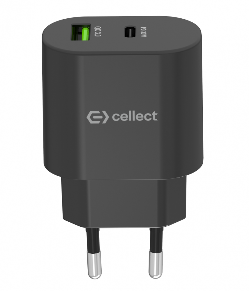 Hálózati gyorstöltő adapter 30W, Fekete