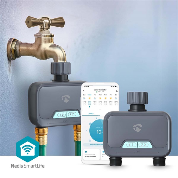 Nedis BTWV20GY smartlife Bluetooth® automata víz / locsolás vezérlő, elemes táp