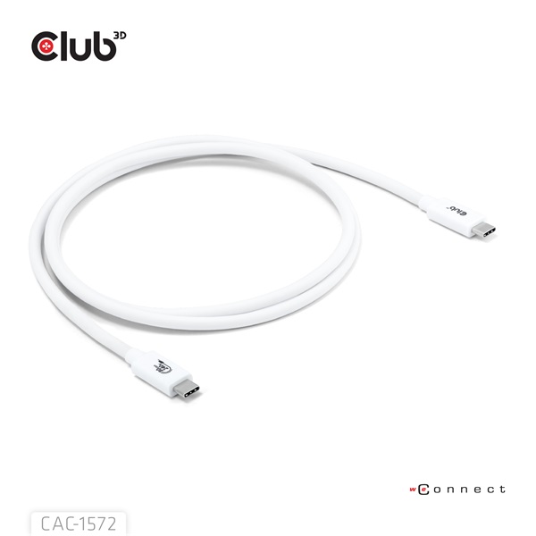 Club3D Kábel -  (USB4 Type-C, 240W PD, 80Gbps, 8K240Hz, 4K540Hz, Bidirectional, 1,2m, fekete) (CAC-1572)