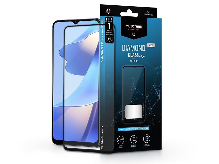 MyScreen Protector Diamond Glass Lite Edge2.5D Full Glue Oppo A54s edzett üveg képernyővédő fólia fekete kerettel (LA-2195)