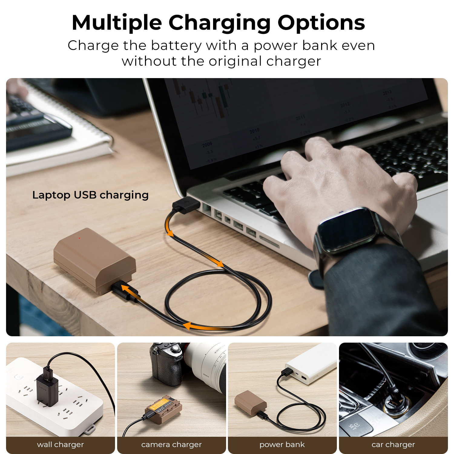 K&F Concept NP-FZ100 akkumulátor 2280mAh, USB-C csatlakozóval