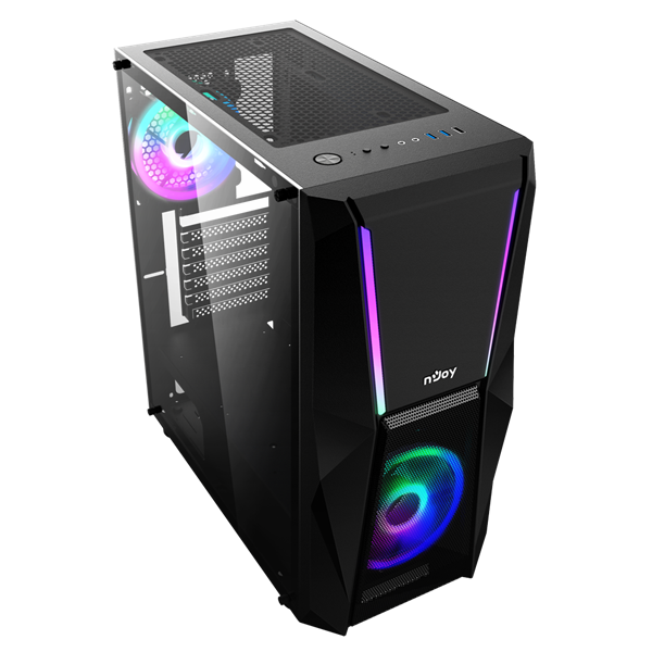 NJOY Számítógépház -  FORT (fekete, ablakos, ATX, 2x12cm, 1xUSB2.0, 2xUSB3.0)