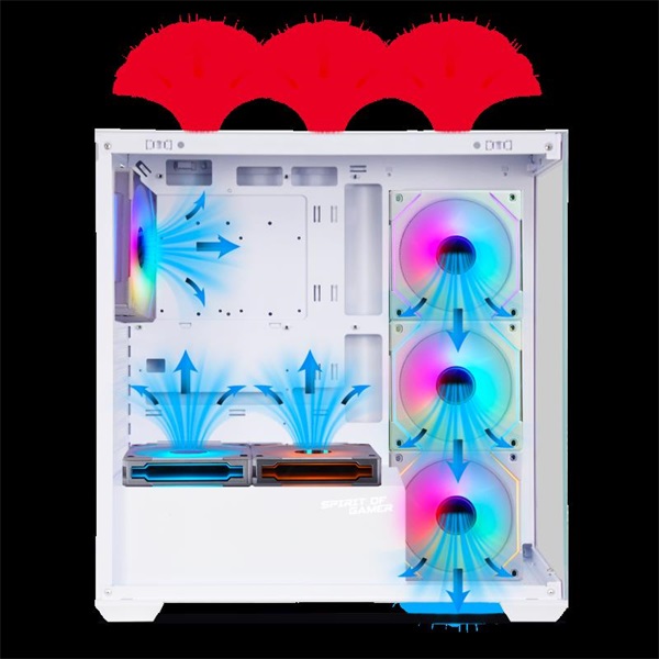 Spirit of Gamer SPARK Arctic Fehér  ablakos  9x12cm ventilátor  ATX Számítógépház 