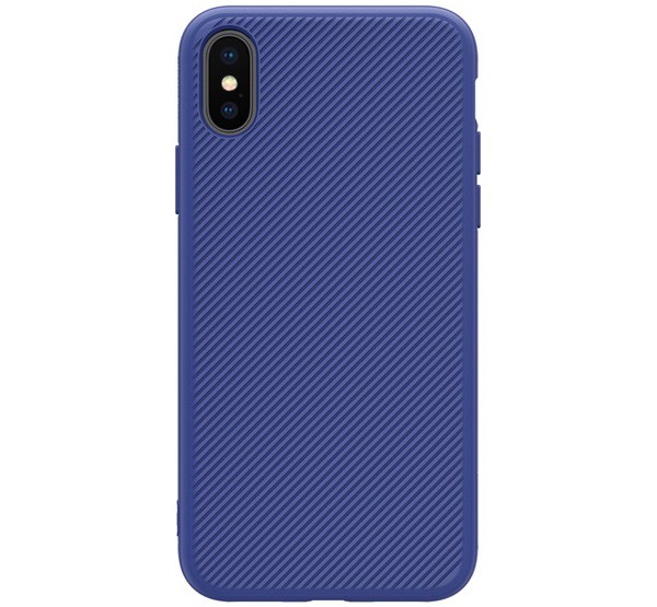 NILLKIN ETON műanyag telefonvédő (szilikon keret, beépített fémlemez, karbon minta) SÖTÉTKÉK [Apple iPhone XS 5.8]