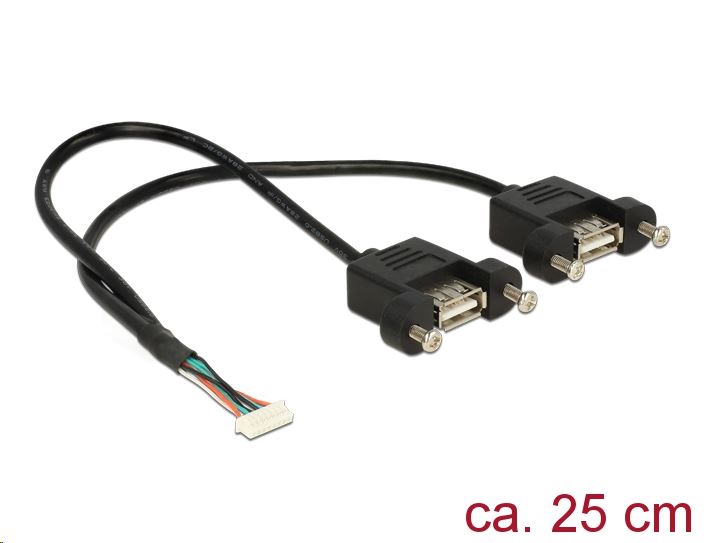 Delock USB 2.0-s kábel, 1,25 mm, 8 tűs > 2 x USB 2.0 A típusú panelrögzítés, 25 cm (84839) Delock USB 2.0-s kábel, 1,25 mm, 8 tűs > 2 x USB 2.0 A típusú panelrögzítés, 25 cm (84839)