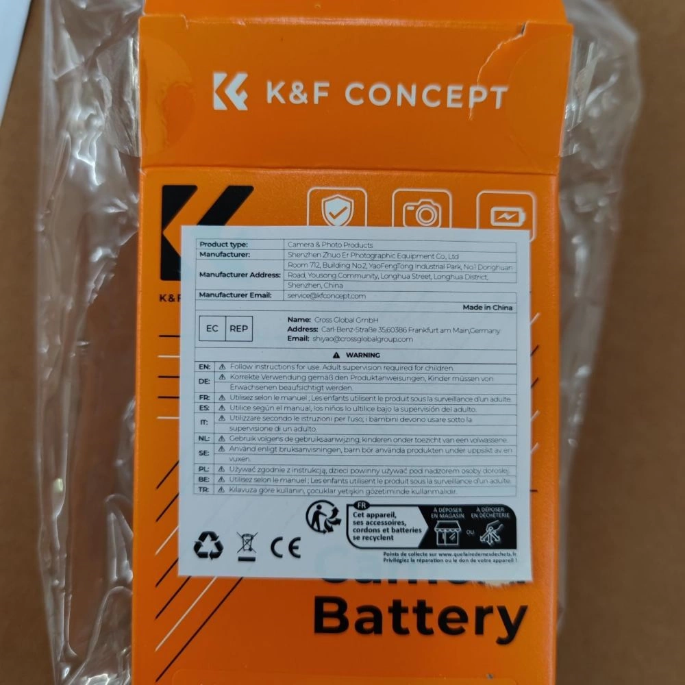 K&F Concept LP-E6NH akkumulátor, 2db, 2250mAh, USB-C csatlakozóval