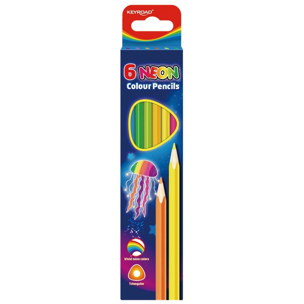 Keyroad színes ceruza készlet háromszögletű, 6 neon szín (KR971754)