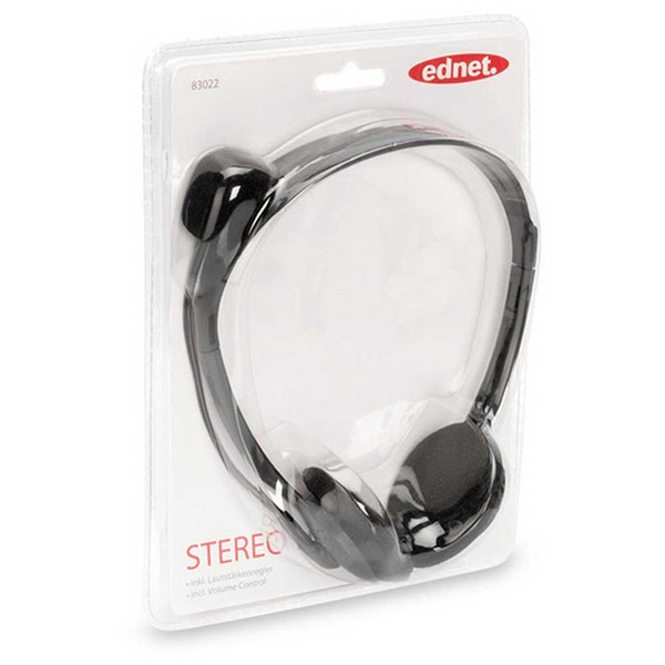 Ednet Headset mikrofonos fejhallgató fekete (83022)