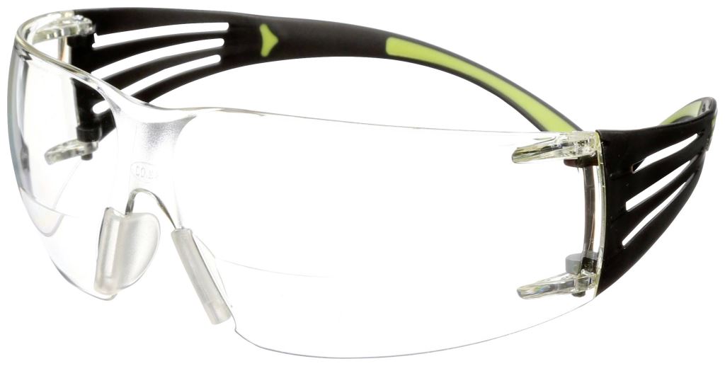 3M SecureFit SF420AF védőszemüveg, párásodásmentes, karcálló, átlátszó lencse, zöld-fekete