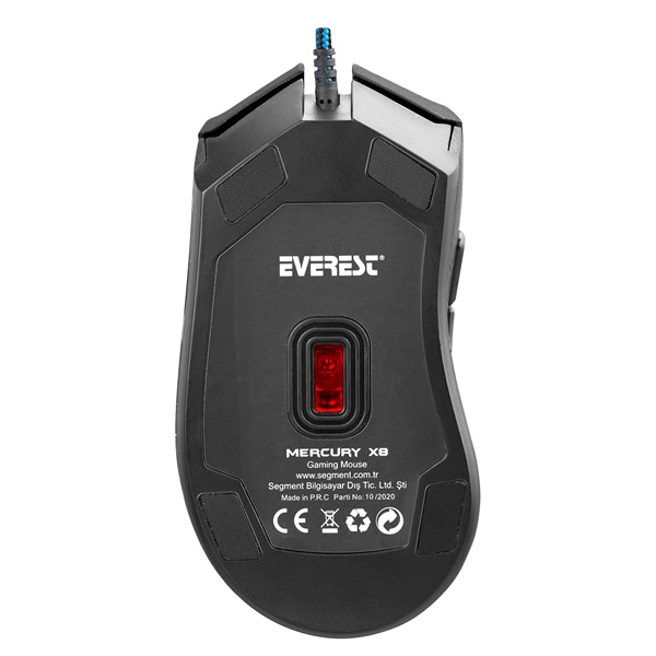Everest  Mercury X8   3200 DPI optikai RGB LED Gamer Egér Fekete 