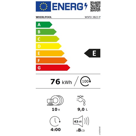 Whirlpool WSFO 3B23 P 10 keskeny terítékes mosogatógép
