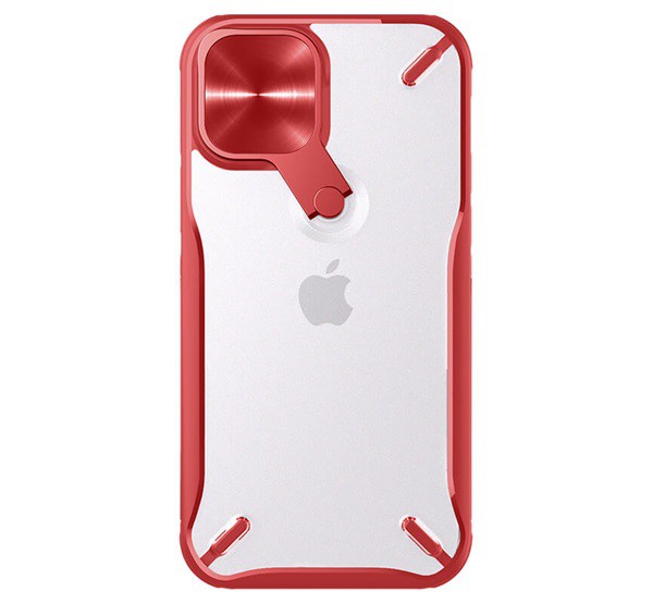 NILLKIN CYCLOPS műanyag telefonvédő (közepesen ütésálló, légpárnás sarok, kameravédő, kitámasztó) PIROS [Apple iPhone 12 Pro]
