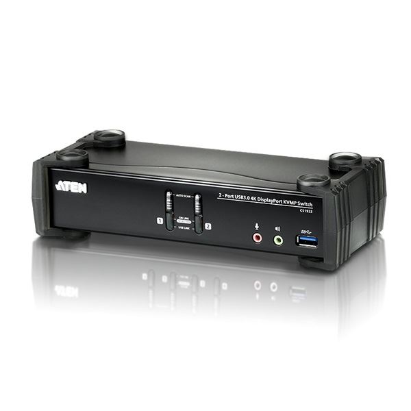 Aten KVM Switch USB DisplayPort 4K + Audio, 2 port (CS1922-AT-G)