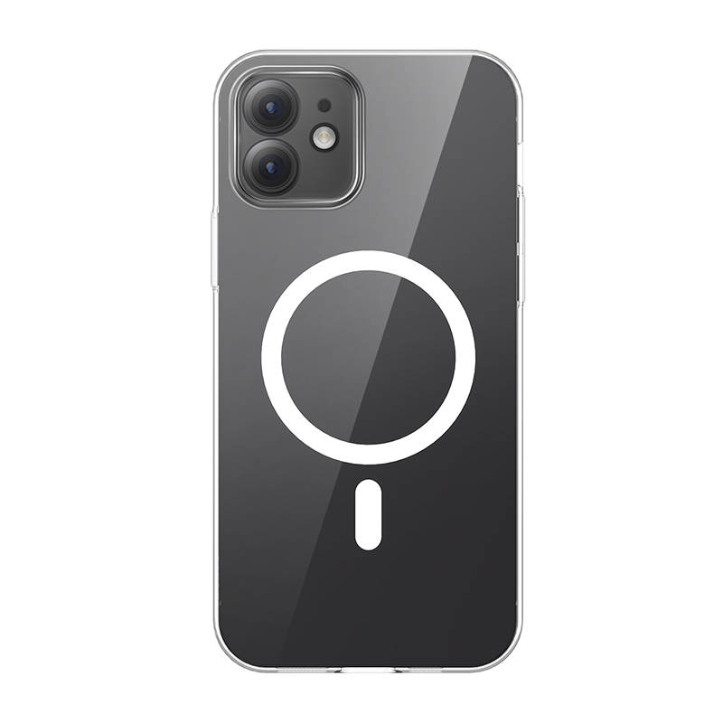 Baseus Crystal Mágneses telefontok iPhone 12 telefonhoz (Átlátszó), Edzett üveg képernyővédő fóliával és Tisztítókészlettel