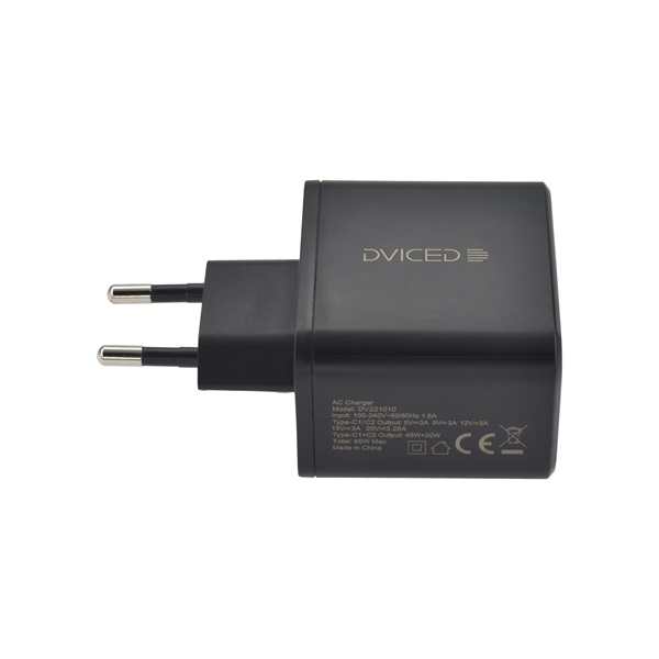 Dviced Wall charger 65W GaN EU Fekete
