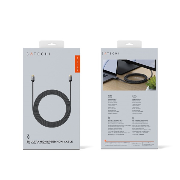 Satechi ST-8KHC2MM 2m 8K HDMI fekete kábel Satechi ST-8KHC2MM 2m 8K HDMI fekete kábel