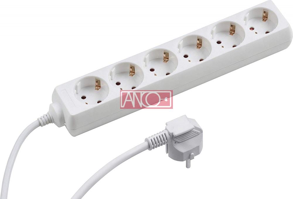 Anco 321161 6-aljzatos hosszabbító 3500W 16A 5m fehér