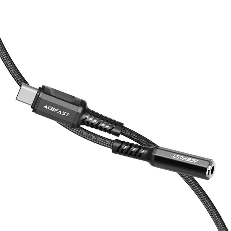 Adapter USB-C to mini jack 3,5mm Acefast C1-07 18cm (black) Adapter USB-C to mini jack 3,5mm Acefast C1-07 18cm (black)