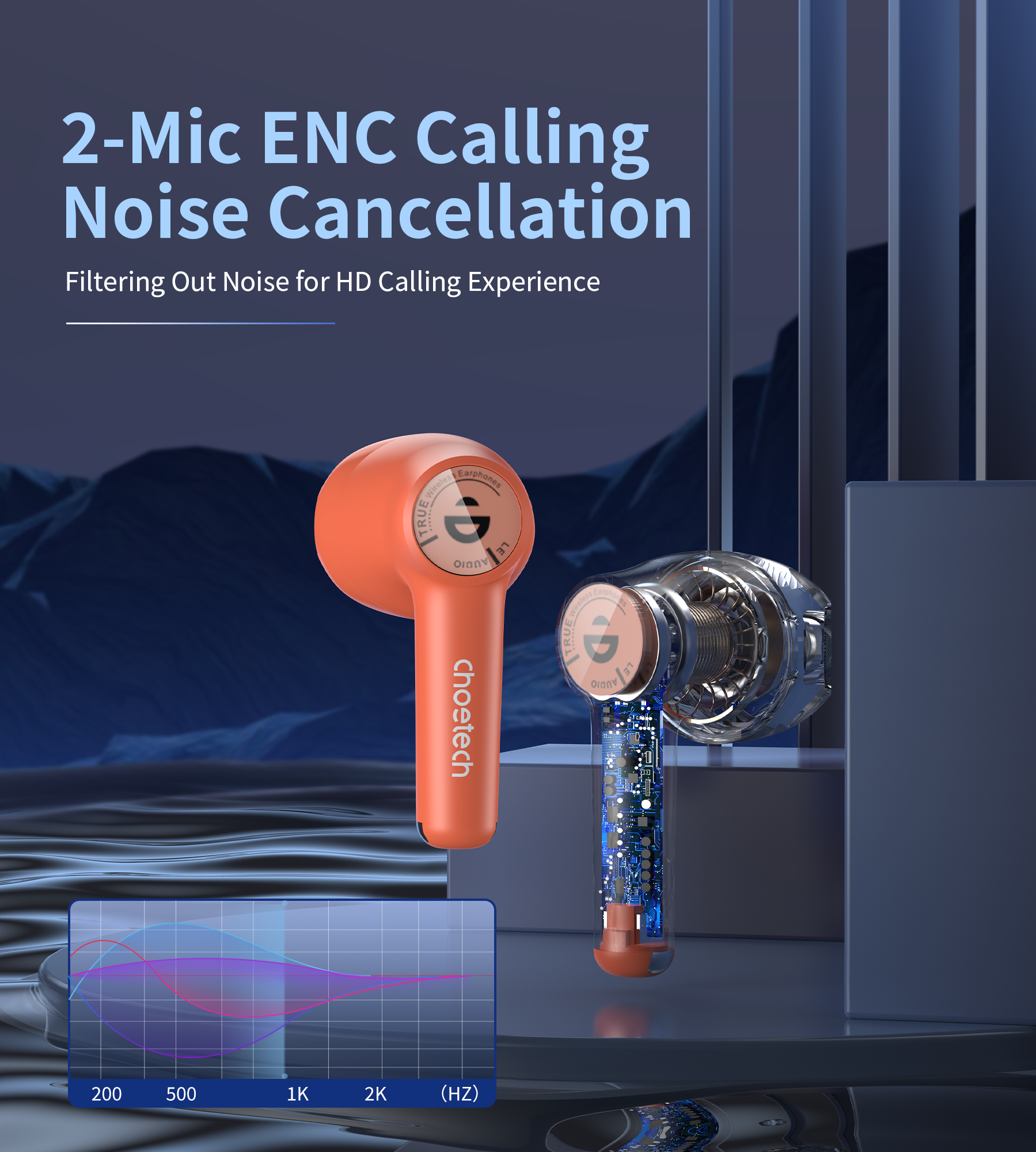 Choetech BH-T19 TwinkleMinis ENC TWS  Fülhallgató Narancs  