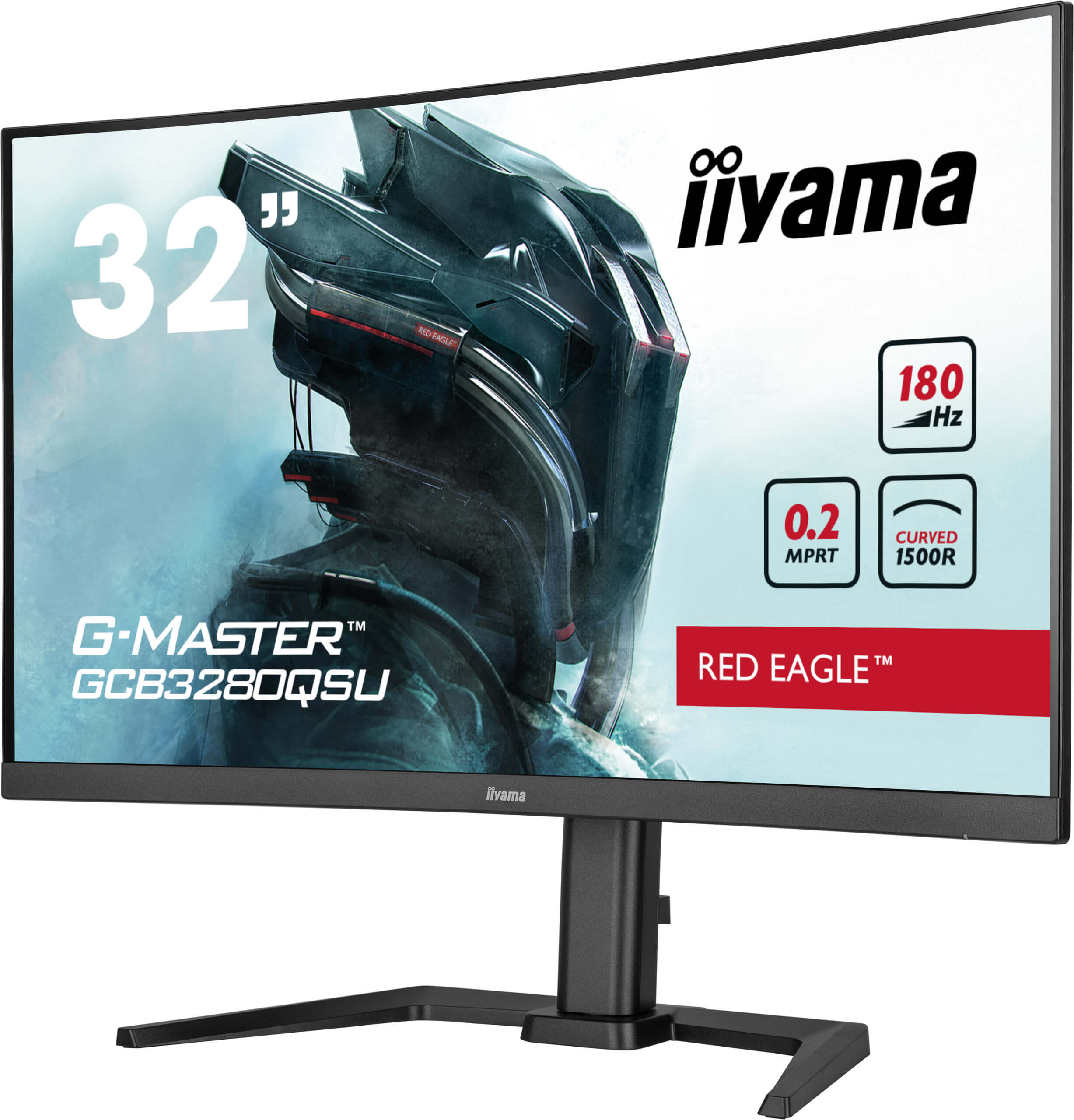 iiyama 31,5" G-Master GCB3280QSU-B2 LED Monitor - 2560x1440, QHD, VA, 180Hz, 0,2ms, Ívelt, Hangszóró, Gamer, Fekete