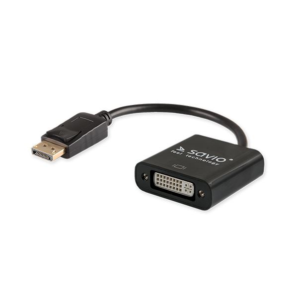Savio CL-91 Displayport (apa) – DVI (anya) adapter fekete