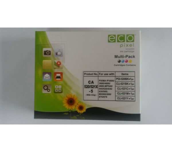 Ecopixel utángyártott CANON CLI-521 tintapatron Multipack BKCMY 5db-os (2934B010FUEC2) Ecopixel utángyártott CANON CLI-521 tintapatron Multipack BKCMY 5db-os (2934B010FUEC2)