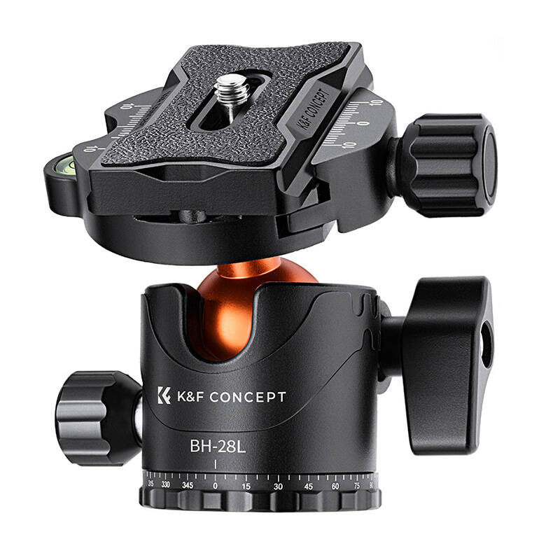 K&F Concept KF-09-087V6 K234A7+BH-28L állvány + monopod, elforgatható középoszloppal, fekete-narancs