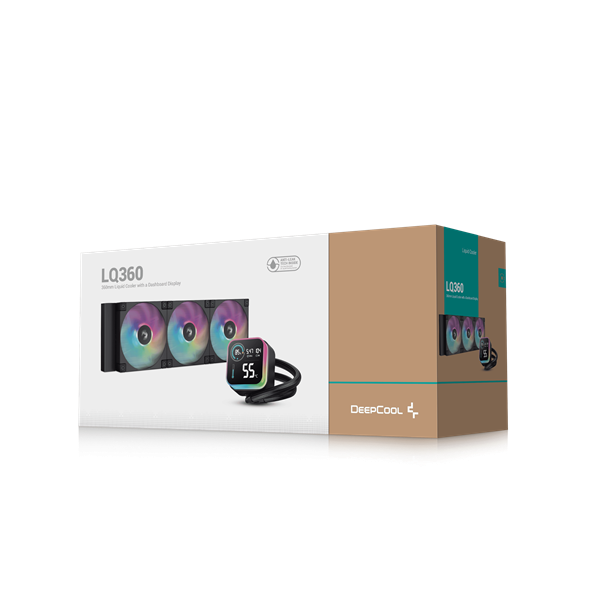 DeepCool LQ360 max 21dB; max. 122,39 m3/h 3x12cm LED kijelző CPU Water Cooler Fekete DeepCool LQ360 max 21dB; max. 122,39 m3/h 3x12cm LED kijelző CPU Water Cooler Fekete