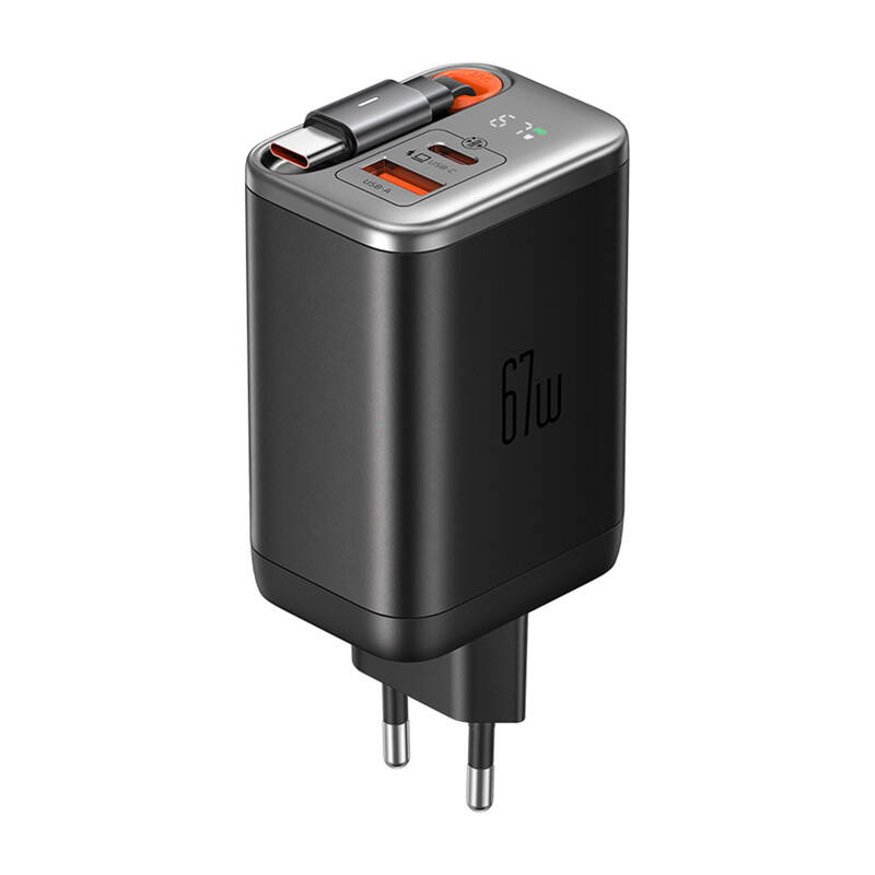 McDodo CH-4100 67W GaN 2-in-1 USB-C+A hálózati töltő 65cm USB-C kábel Fekete