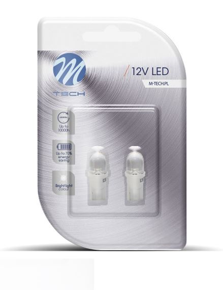 M-Tech T10 LED dióda domború fehér színű, pár (72LB010W)