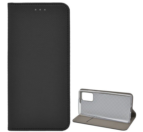 Tok álló, bőr hatású (FLIP, oldalra nyíló, asztali tartó funkció, rombusz minta) FEKETE [Samsung Galaxy Note 20 5G (SM-N981F)]