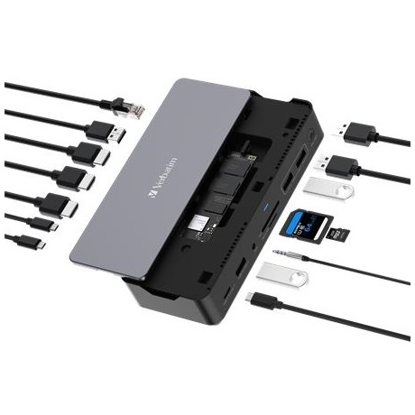 VERBATIM "USB-C Pro CDS-15S" 15 port USB-C host SSD bővítési lehetőség Dokkoló