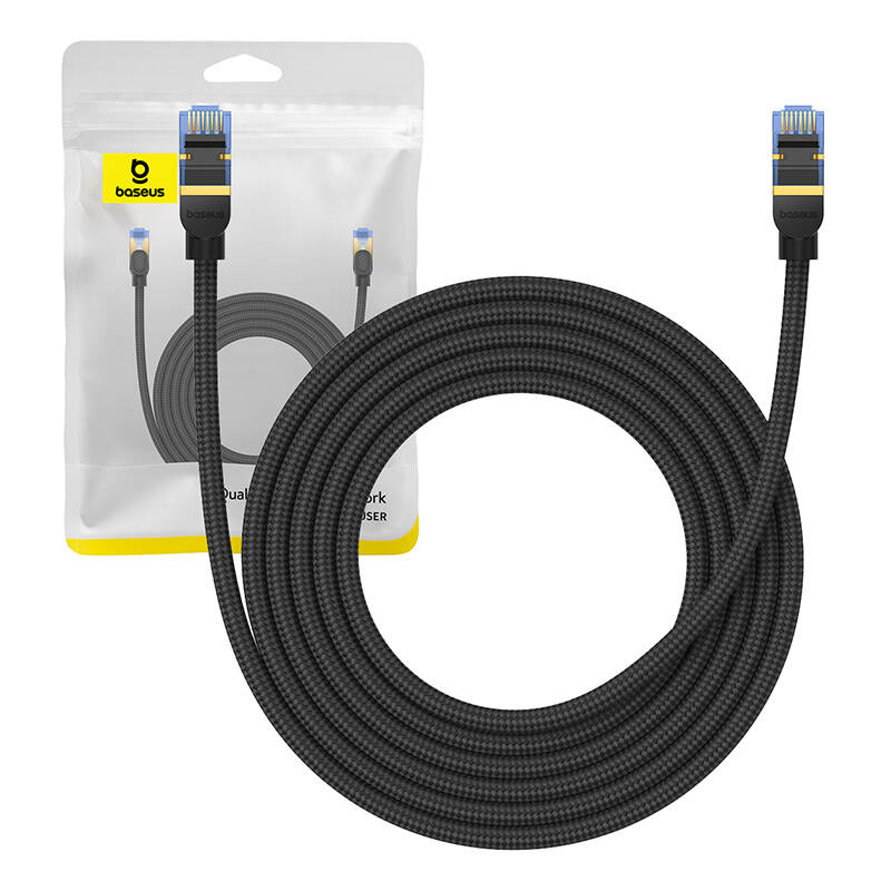 Braided network cable cat.7 Baseus Ethernet RJ45, 10Gbps, 3m (black)