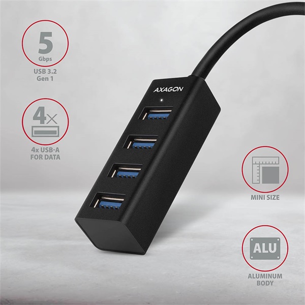 Axagon 4 portos USB3.0 mini HUB (HUE-M1A) Axagon 4 portos USB3.0 mini HUB (HUE-M1A)